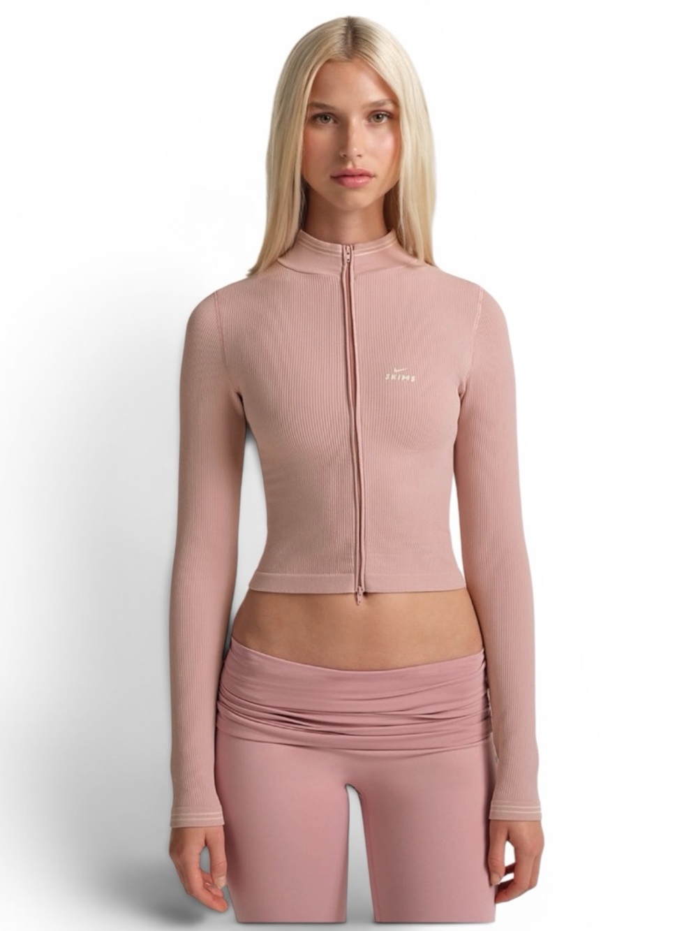 NWT, Ret $84 (Sold Out), Nike x SKIMS Ribbed Seamless Crop Zip Up Jacket (L)